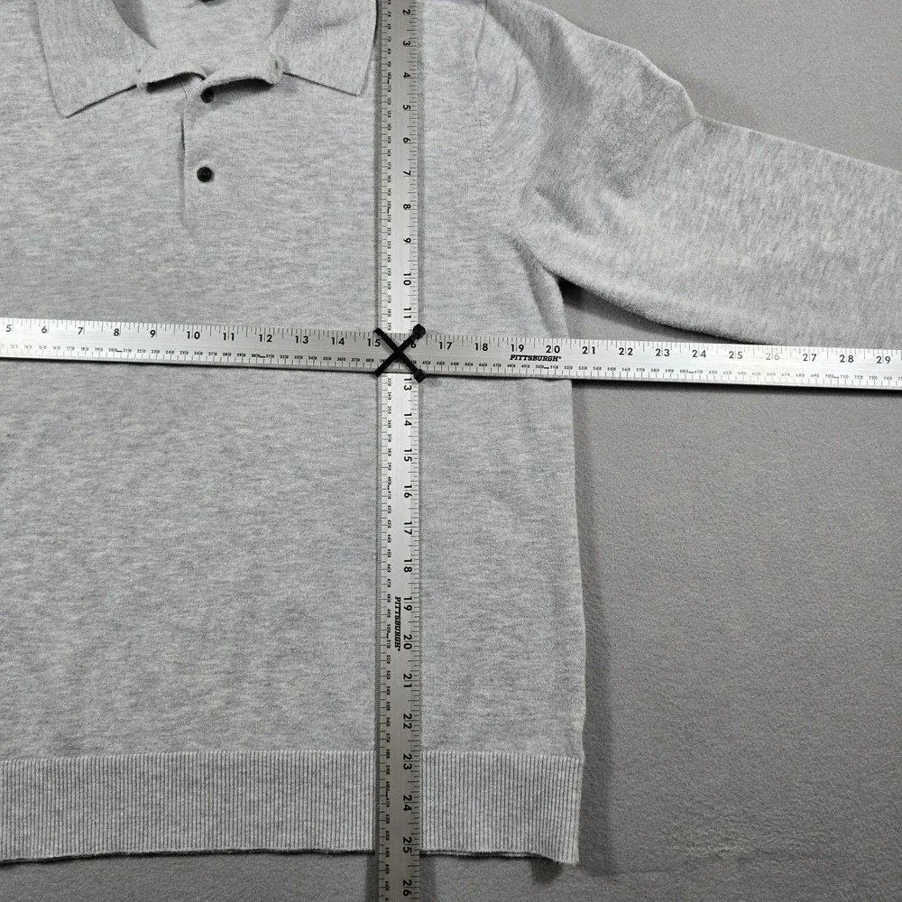Goodfellow Mens Large Gray Polo Sweater Long Sleeve Cotton Blend Knit Casual